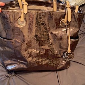 Michael Kors metallic silver tote